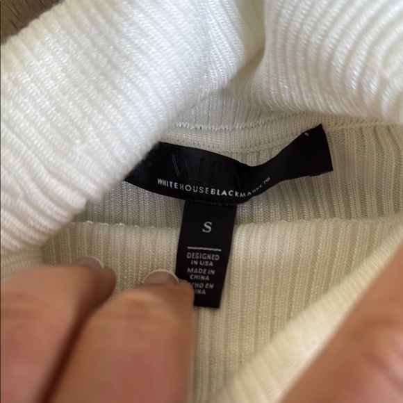 WHBM Striped Black and Off-White Turtleneck Sweater - Picture 3 of 3